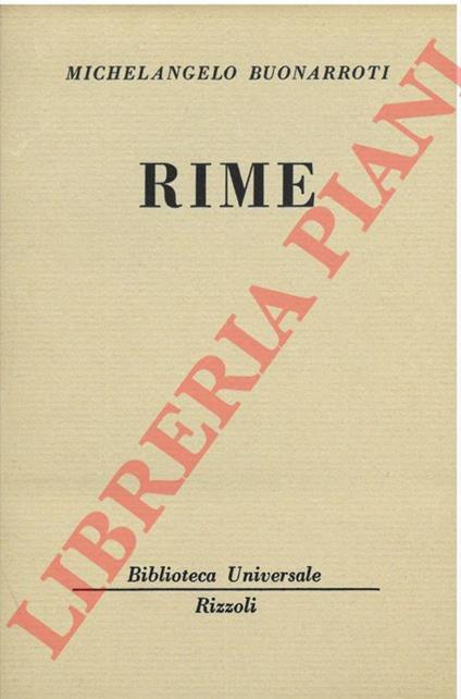 Rime. - Michelangelo Buonarroti - copertina