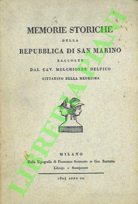 Memorie storiche della Repubblica di San Marino - Melchiorre Delfico - copertina