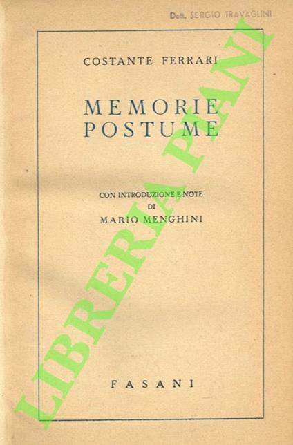 Memorie postume - Costantino Ferrari - copertina