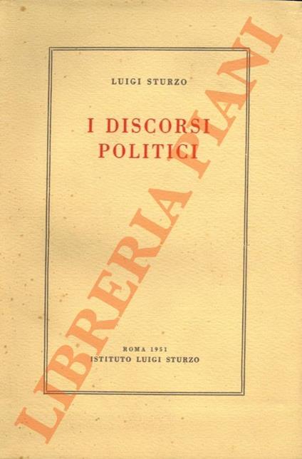 I discorsi politici - Luigi Sturzo - copertina
