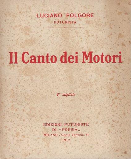Il canto dei motori - Luciano Folgore - copertina