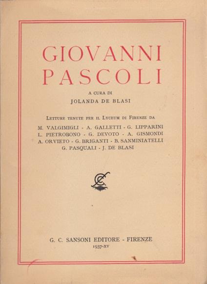 Giovanni Pascoli - copertina