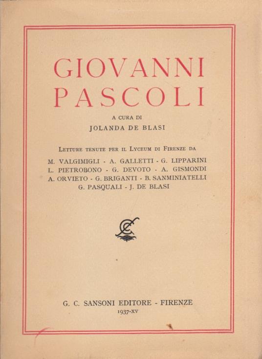 Giovanni Pascoli - copertina