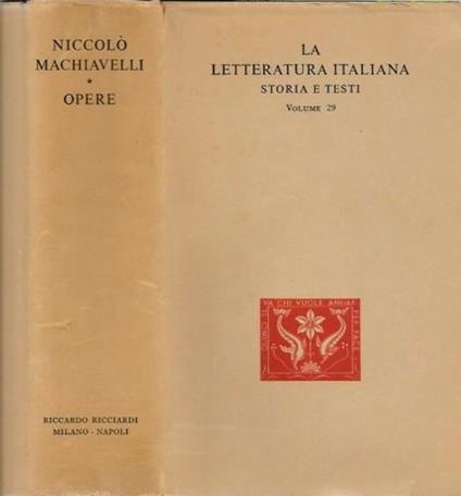 Opere - Niccolò Machiavelli - copertina