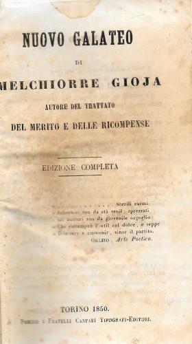 Nuovo galateo di Melchiorre Gioja autore del trattato Del merito e delle ricompense - Melchiorre Gioja - copertina
