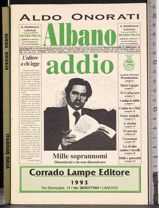 Albano addio - Aldo Onorati - copertina