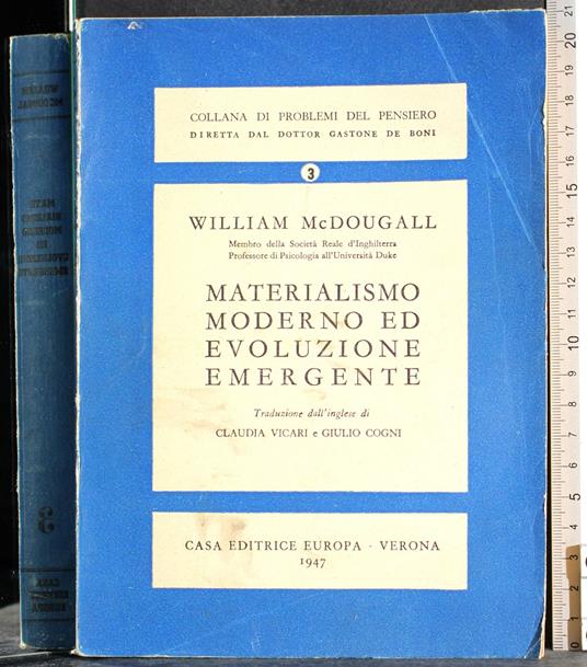 Materialismo moderno ed evoluzione emergente. Vol 3 - William McDougall - copertina