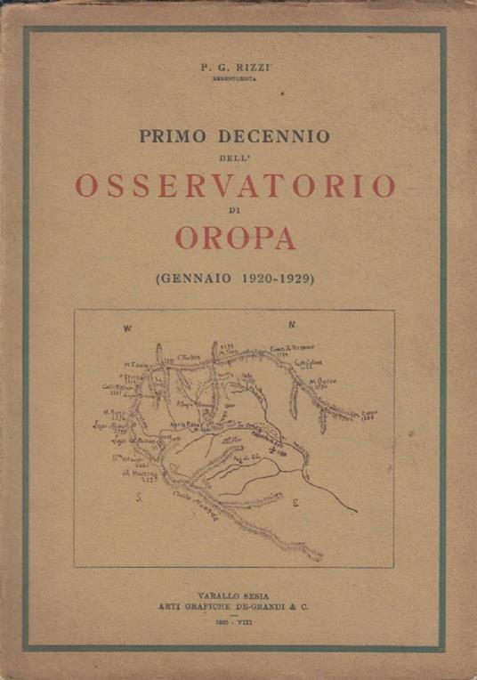 Primo decennio dell&rsquo;osservatorio di Oropa ( gennaio 1920-1929) - copertina