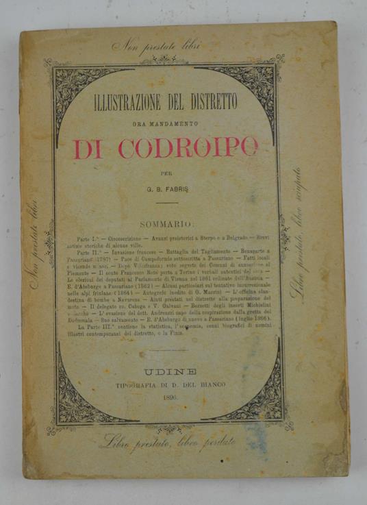 Illustrazione del distretto ora mandamento di Codroipo… - copertina