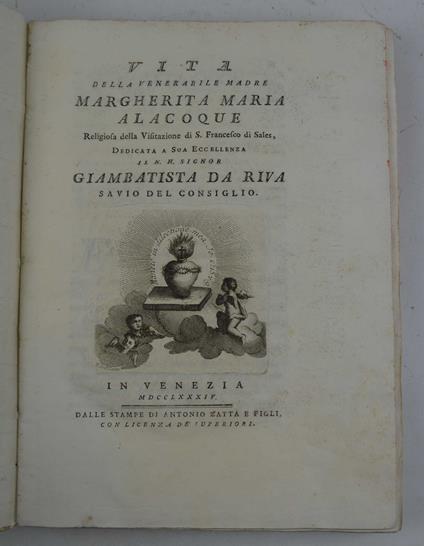 Vita della venerabile madre Margherita Maria Alacoque Religiosa della Visitazione di S. Francesco di Sales - copertina