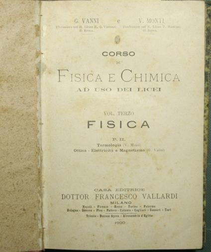 Corso di fisica e chimica - Vol. III Fisica P. II Termologia. Ottica. Elettricità e magnetismo - copertina