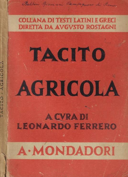 Tacito Agricola - Leonardo Ferrero - copertina