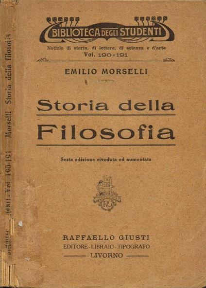 Storia della Filosofia - Emilio Morselli - copertina