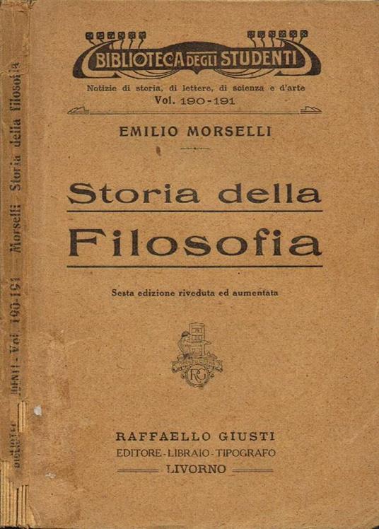 Storia della Filosofia - Emilio Morselli - copertina