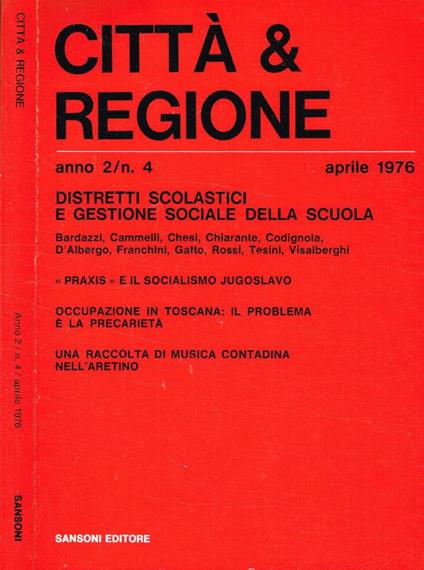Città & regione anno 2, n.4, aprile 1976 - copertina