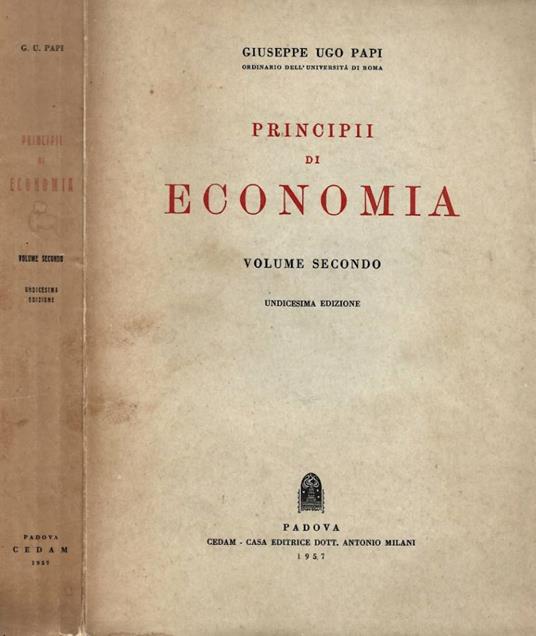 Principi di economia. Volume secondo - Giuseppe Ugo - copertina