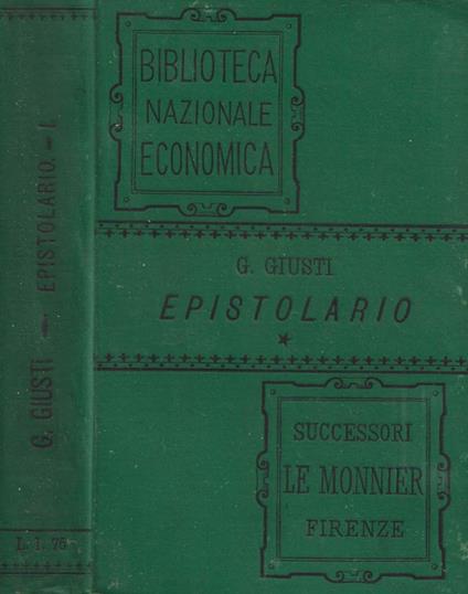 Epistolario. Volume I - Giuseppe Giusti - copertina
