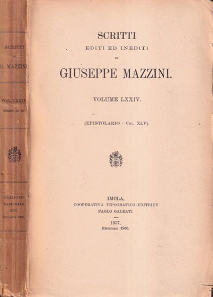 Epistolario, volume XLV - Giuseppe Mazzini - copertina