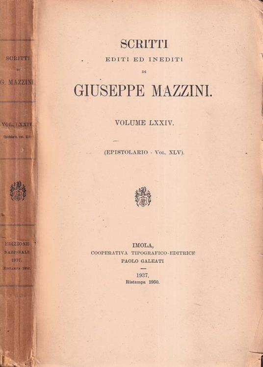 Epistolario, volume XLV - Giuseppe Mazzini - copertina