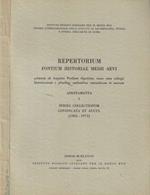 Repertorium Fontium Historiae Medii Aevi. Additamenta 1- series collectionum continuata et aucta (1962-1972)