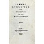 Le usure. Libri tre. Discussione dell'abate Marco Mastrofini