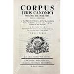 Corpus Juris canonici Gregorii XIII Pont. Max. jussu editum: a Petro Pithoeo, et Francisco Fratre, Jurisconsultis, ad veteres codices manuscriptos restitutum Et notis illustratum. Ex bibliotheca illustrissimi dom. D. Claudii Le Peletier, Regii Franci