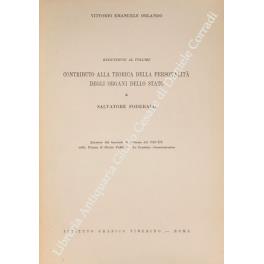 Recensione al volume Contributo alla teorica della personalità degli organi dello Stato di Salvatore Foderaro - Vittorio Emanuele Orlando - copertina