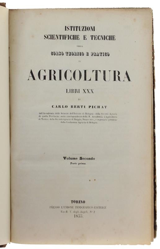Istituzioni Scientifiche E Tecniche Ossia Corso Teorico E Pratico Di Agricoltura Libri Xxx. Volume Secondo, Parte 1A - copertina
