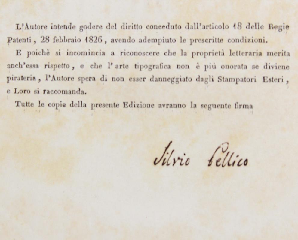 Opere Inedite Di Silvio Pellico Da Saluzzo. Volume I + Volume Ii [Con Firma Autografa Dell'Autore] + Eugilde Dalla Roccia (Due Rare Edizioni Originali]