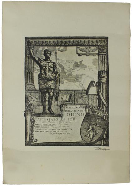 Attestato Di Lode 4A Classe Scuola "Ferrante Aporti" Torino 1937-38 - copertina