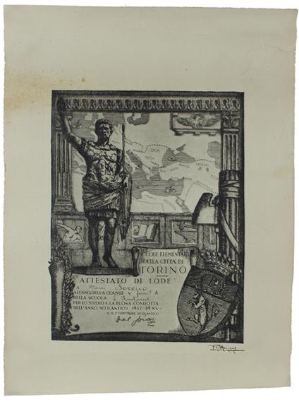 Attestato Di Lode 5A Classe Scuola "Ferrante Aporti" Torino 1938-39 - copertina
