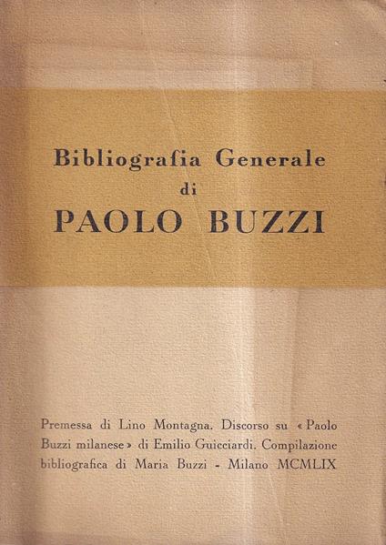 Bibliografia generale di Paolo Buzzi - copertina