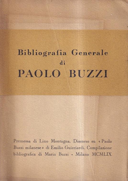Bibliografia generale di Paolo Buzzi - copertina