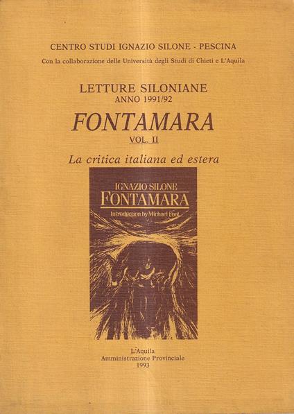 Letture siloniane. Anno 1991/92 - Fontamara. Vol. II: La critica italiana ed estera - copertina