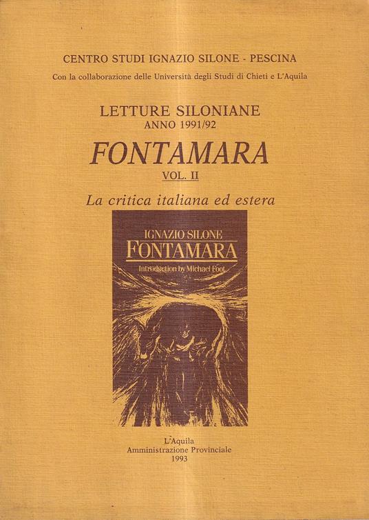 Letture siloniane. Anno 1991/92 - Fontamara. Vol. II: La critica italiana ed estera - copertina