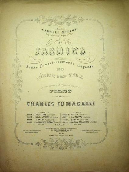 Les jasmins: petits divertissements elegants sur des melodies du celebre Verdi - copertina