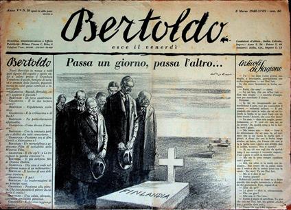 Bertoldo: esce il venerdì: A. V - N. 10 (8 Marzo 1940) - copertina