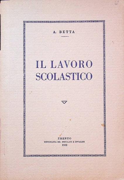 Il lavoro scolastico - copertina