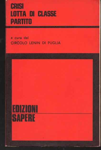 Crisi Lotta di classe Partito - copertina