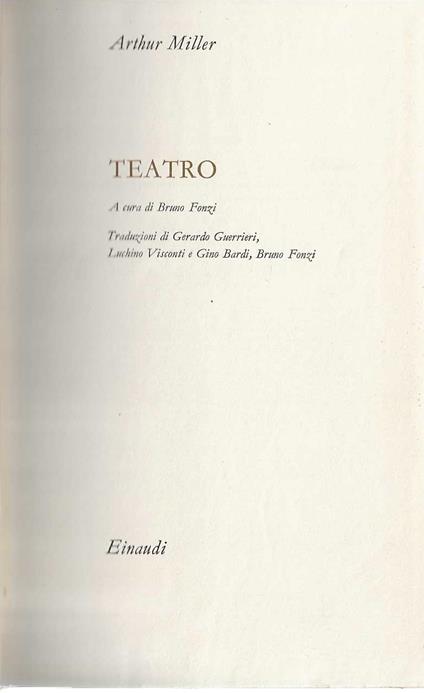 Teatro - Arthur Miller - copertina