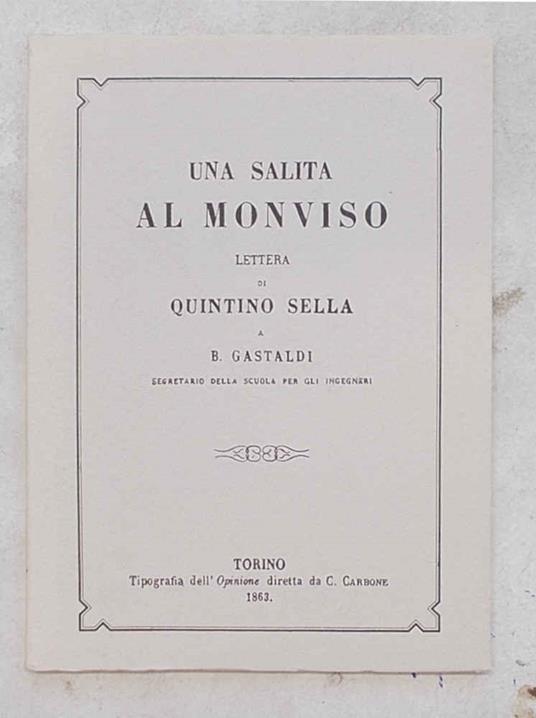 Una salita al Monviso. Lettera di Quintino Sella a B. Gastaldi - Quintino Sella - copertina