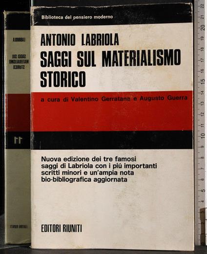 Saggi sul materialismo storico - Antonio Labriola - copertina
