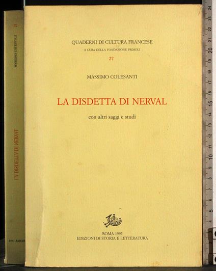 disdetta di Nerval - Massimo Colesanti - copertina