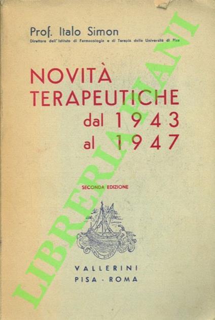 Novità terapeutiche dal 1943 al 1947 - Italo Simeone - copertina