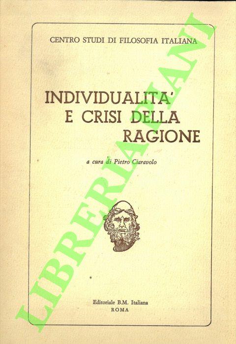 Individualità e crisi della ragione - Pietro Ciaravolo - copertina