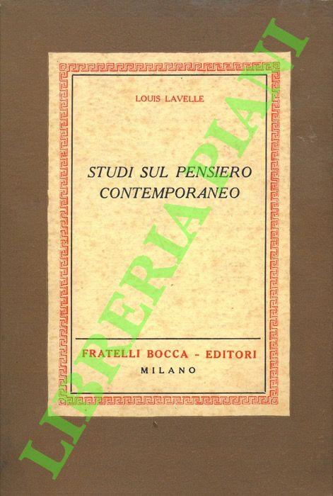 Studi sul pensiero contemporaneo. - Louis Lavelle - copertina