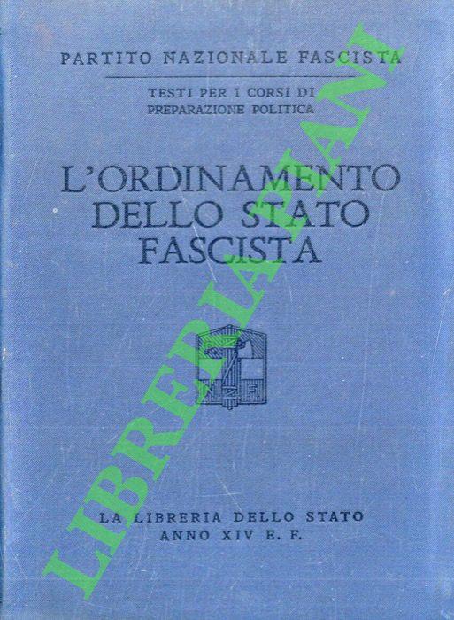 L' ordinamento dello stato italiano fascista. - copertina