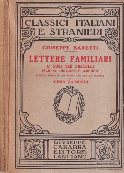 Lettere familiari - Giuseppe Baretti - copertina