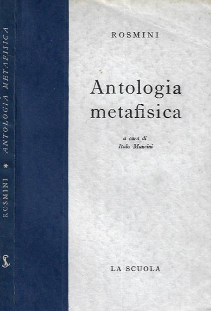 Antologia metafisica - Antonio Rosmini - copertina