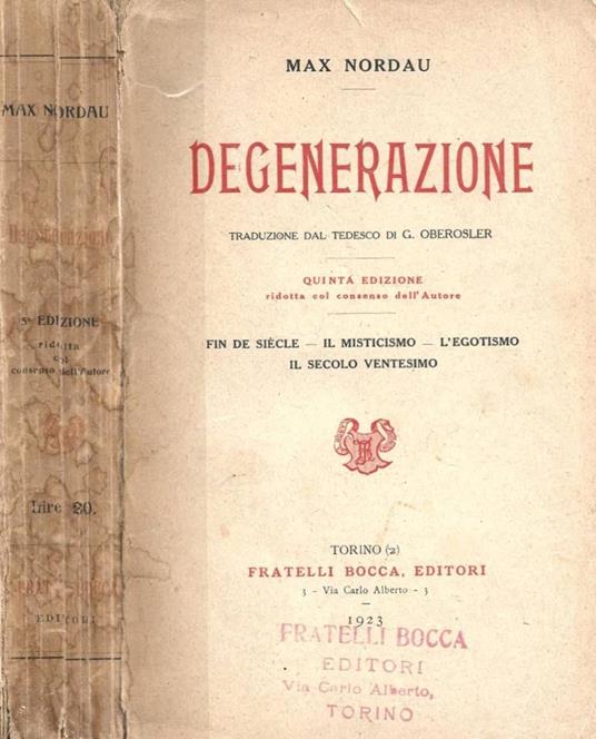 Degenerazione - Max Nordau - copertina